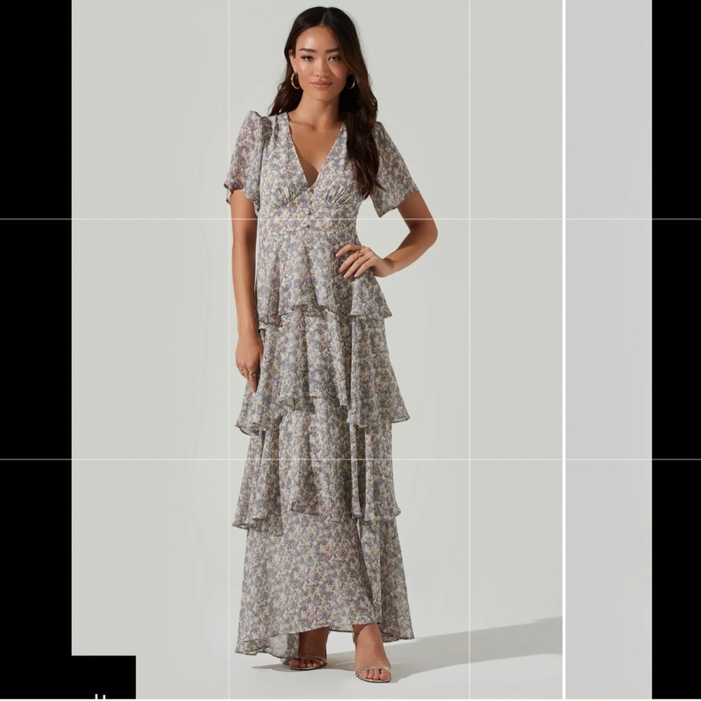 Tayla Floral Chiffon Ruffle Maxi Dress